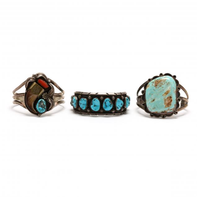THREE SOUTHWESTERN SILVER CUFF
