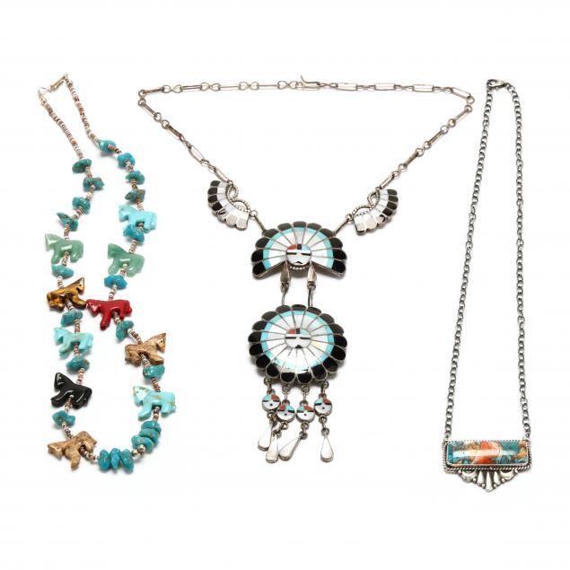 THREE SOUTHWESTERN SILVER NECKLACES