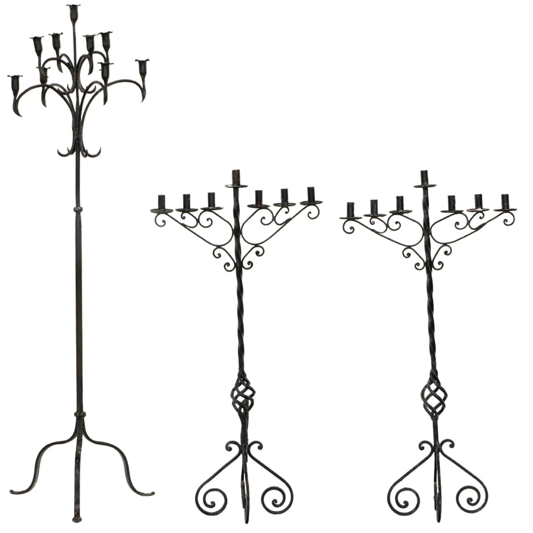 THREE SPANISH BAROQUE STYLE WROUGHT