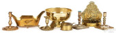 THREE SPANISH BRASS CANDLESTIC