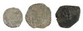 THREE SPANISH COLONIAL COINS,