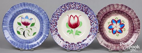 THREE SPATTER SHALLOW BOWLSThree