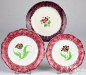 THREE SPATTERWARE PLATES, 19TH