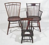 Three spindle-back chairs    l