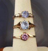 THREE SPINEL AND YELLOW GOLD S