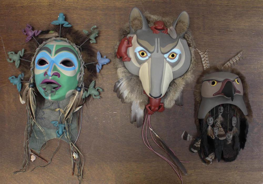 THREE SPIRIT MASK WALL PLAQUES,