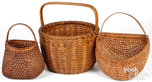 THREE SPLINT BASKETS, 19TH