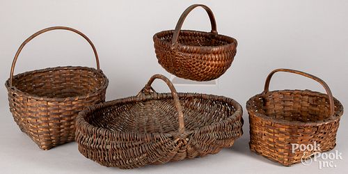 THREE SPLINT GATHERING BASKETS,