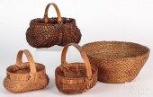 THREE SPLINT GATHERING BASKETS