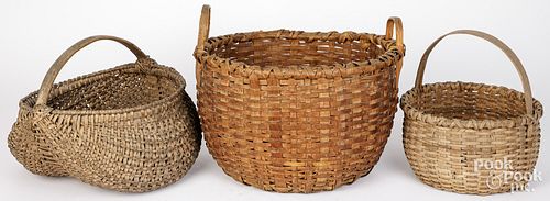 THREE SPLINT GATHERING BASKETSThree