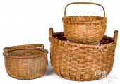 THREE SPLIT OAK BASKETS, 19TH