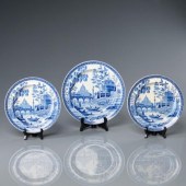 THREE SPODE BLUE & WHITE PLATE