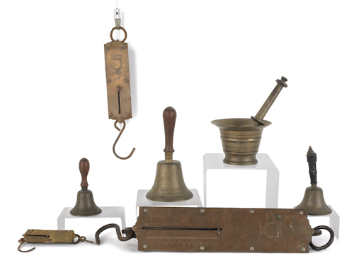 Three spring scales together with