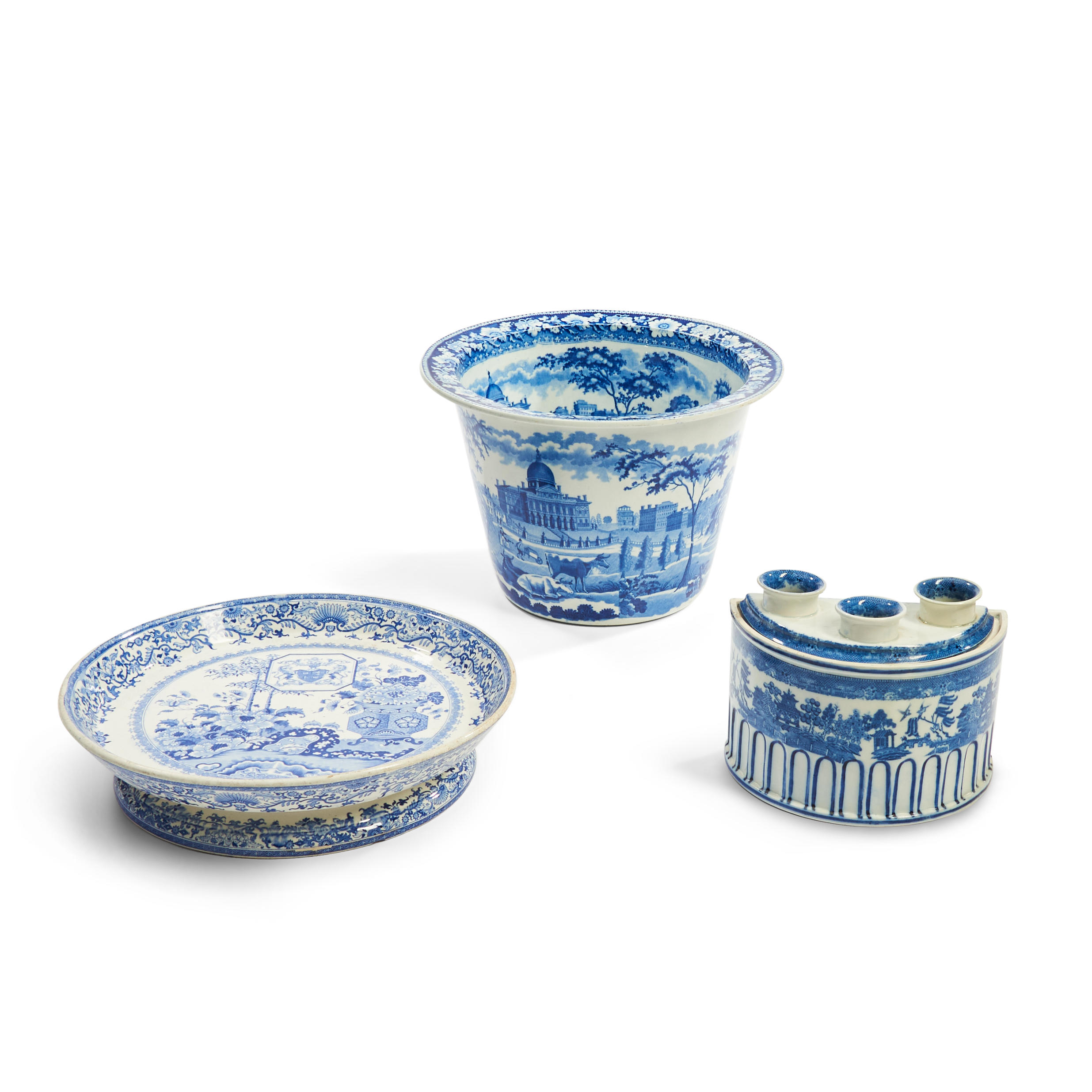 THREE STAFFORDSHIRE BLUE TRANSFER
