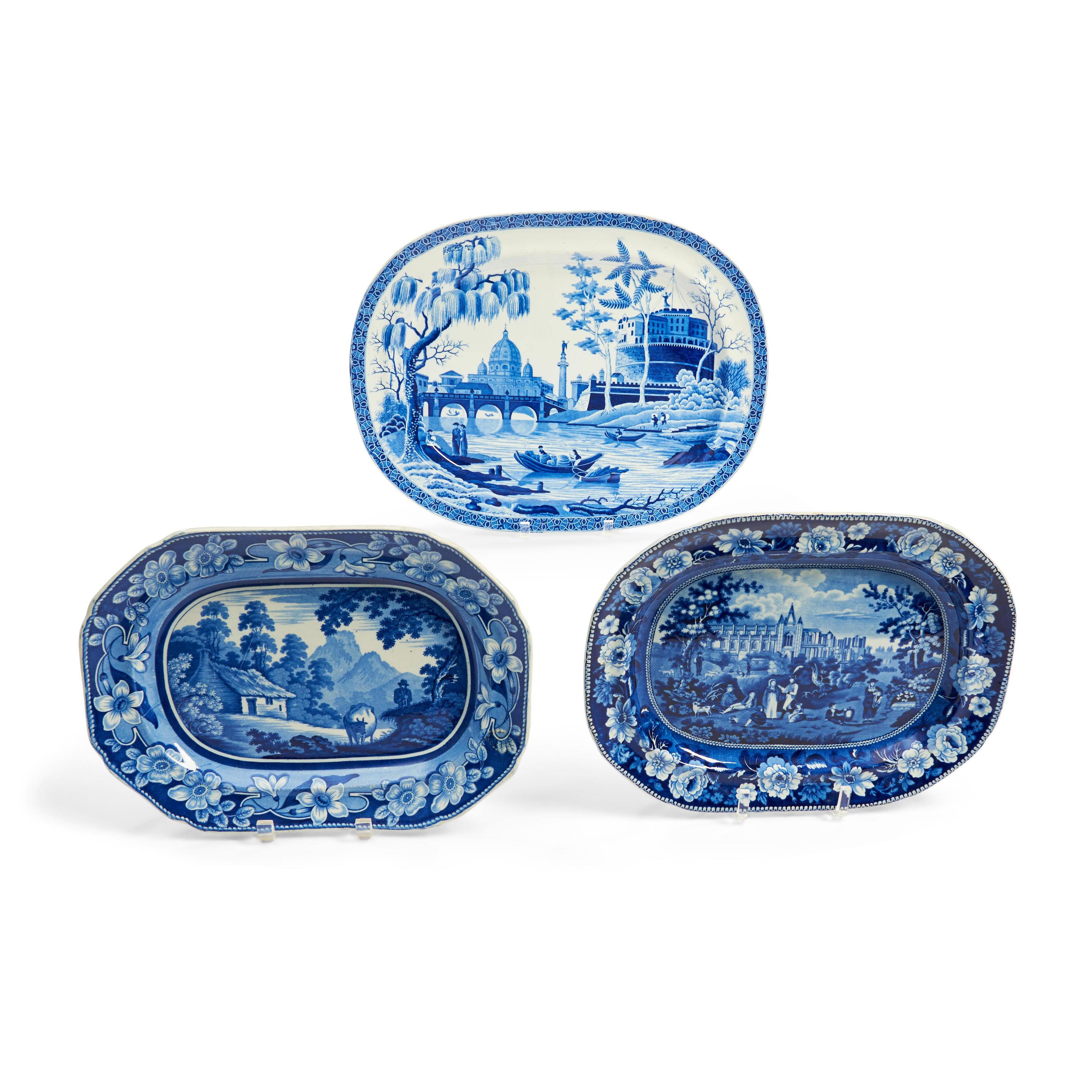 THREE STAFFORDSHIRE BLUE TRANSFER