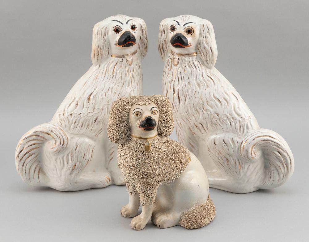 THREE STAFFORDSHIRE DOGS ENGLAND,