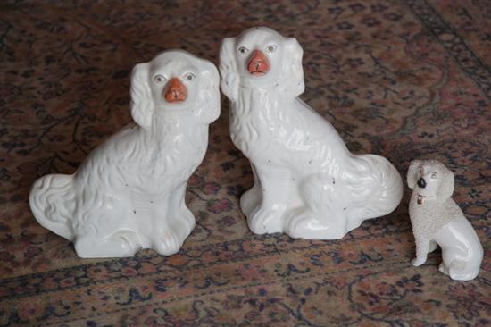 THREE STAFFORDSHIRE DOGS. Pair of