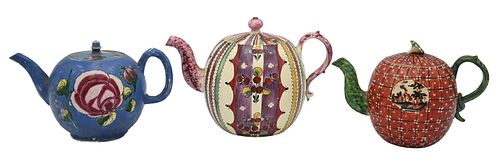 THREE STAFFORDSHIRE EARTHENWARE