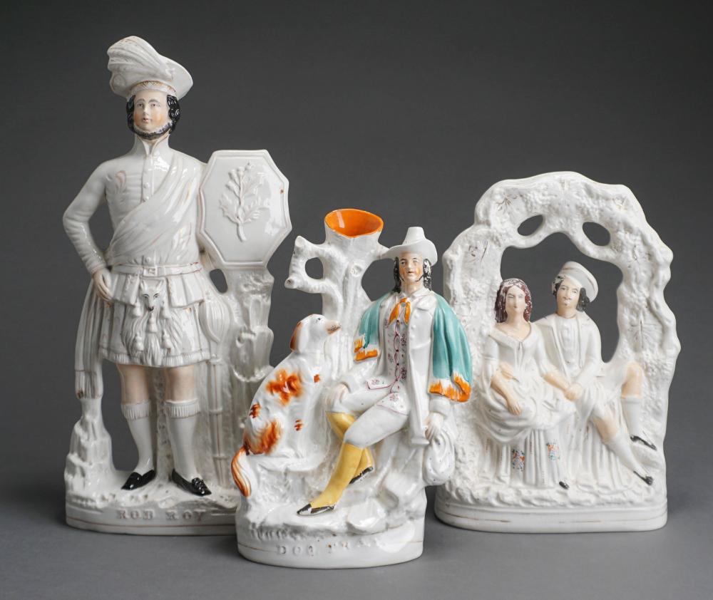 THREE STAFFORDSHIRE FIGURAL GROUPS,