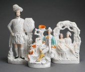 THREE STAFFORDSHIRE FIGURAL GR