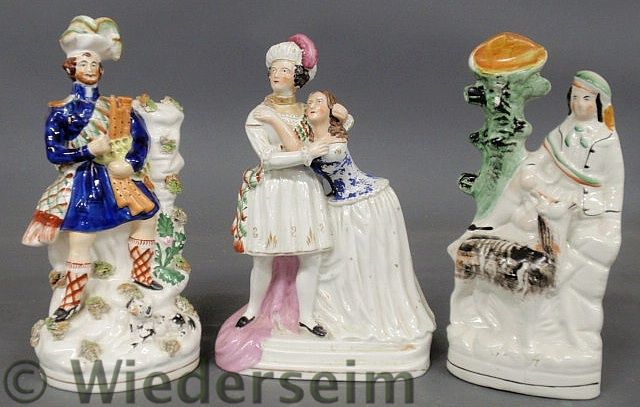 Three Staffordshire figures