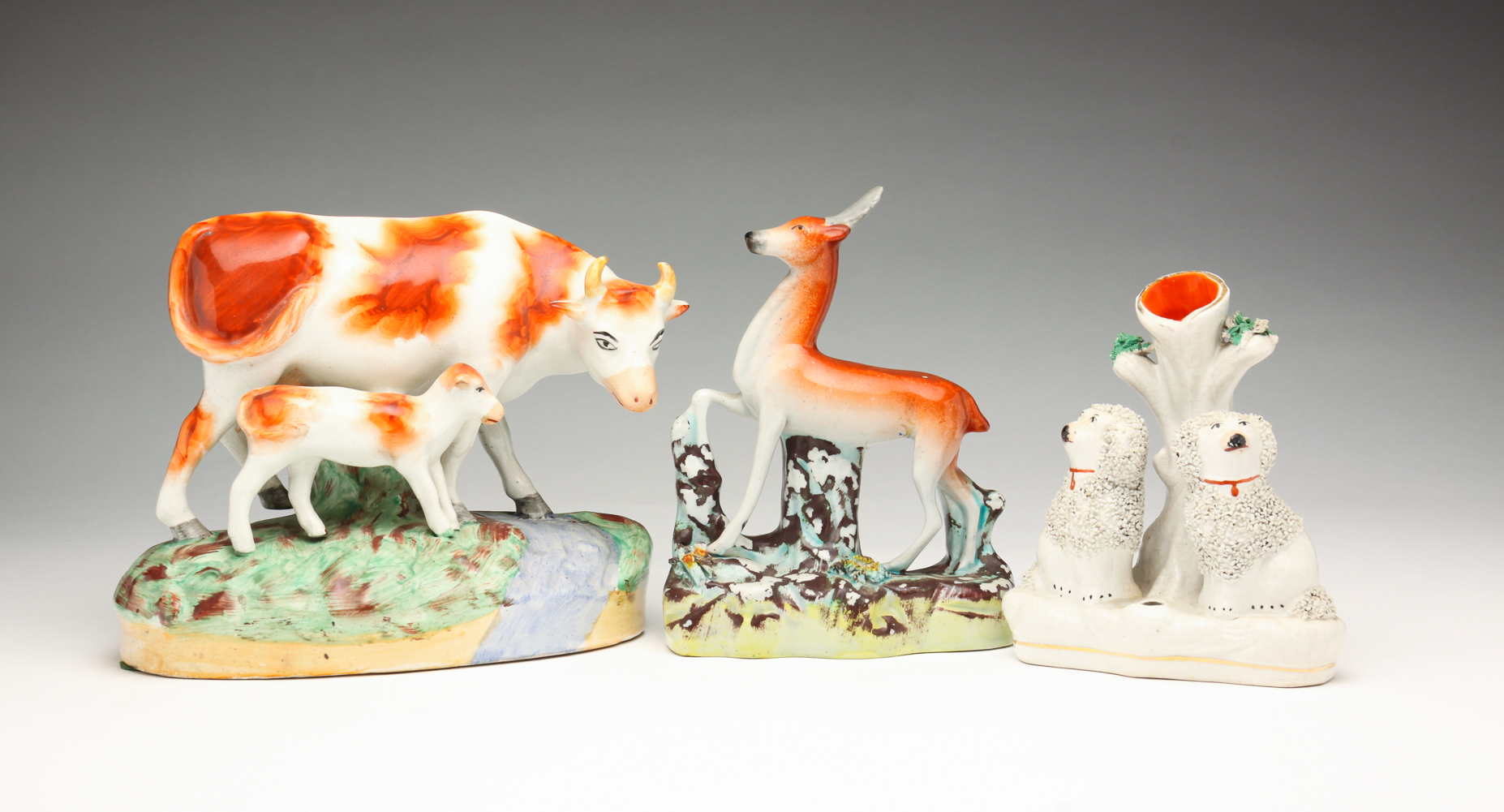 THREE STAFFORDSHIRE FIGURINES.