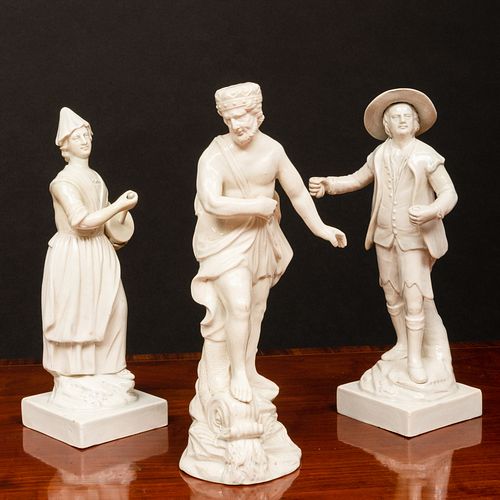 THREE STAFFORDSHIRE PEARL GLAZED