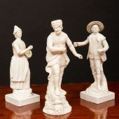 THREE STAFFORDSHIRE PEARL GLAZ
