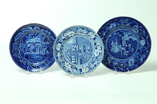 THREE STAFFORDSHIRE PLATES. 