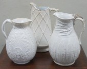 THREE STAFFORDSHIRE WHITE GLAZ