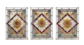 THREE STAINED GLASS FLORAL WIN