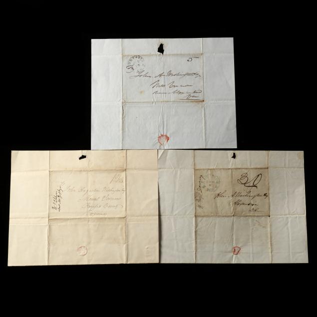 THREE STAMPLESS FOLDED POSTAL