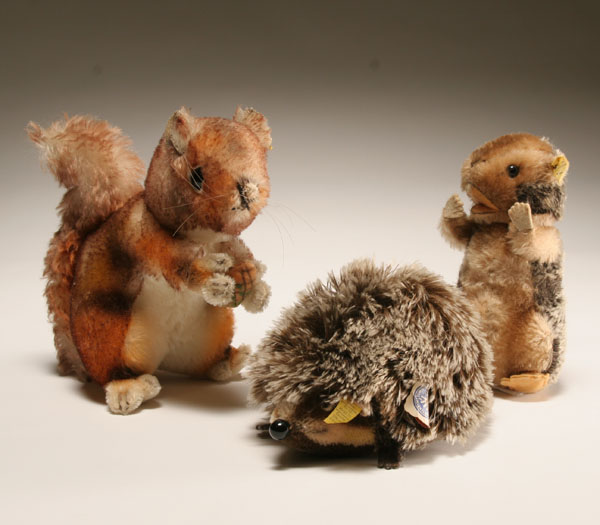 Three Steiff animals with tags;