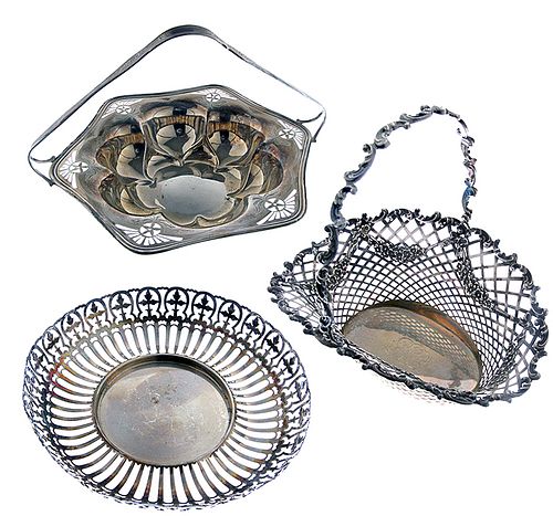 THREE STERLING BASKETSA lot of