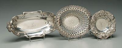 Three sterling bowls: one oval with