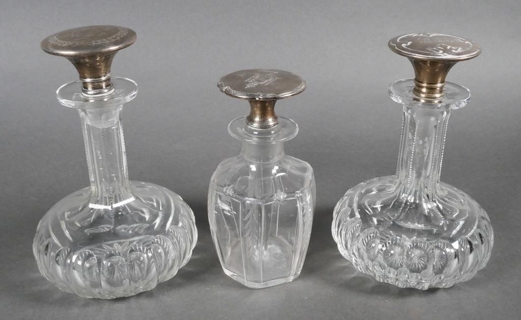 THREE STERLING CUT GLASS GORHAM