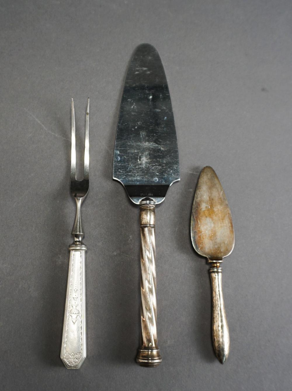 THREE STERLING HANDLE SERVING