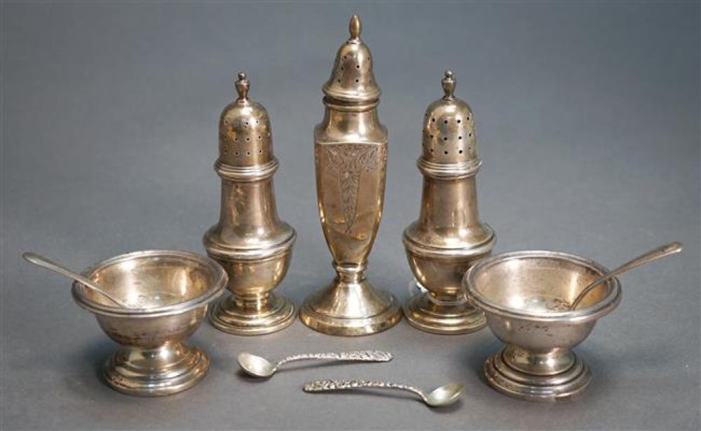 THREE STERLING SALT AND PEPPER