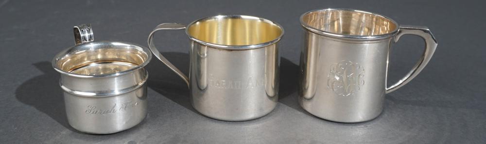 THREE STERLING SILVER BABY CUPS,