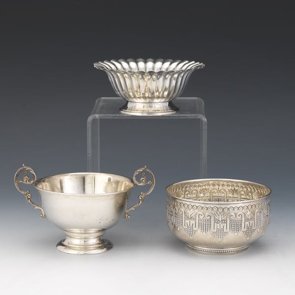 THREE STERLING SILVER BOWLS,