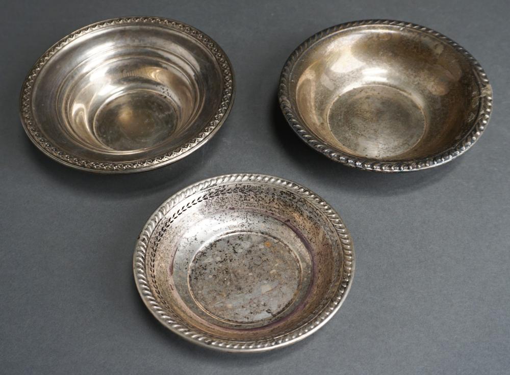 THREE STERLING SILVER BOWLS,