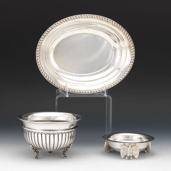 THREE STERLING SILVER DISHES