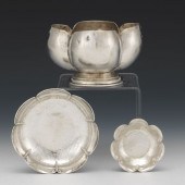 THREE STERLING SILVER HAMMERED