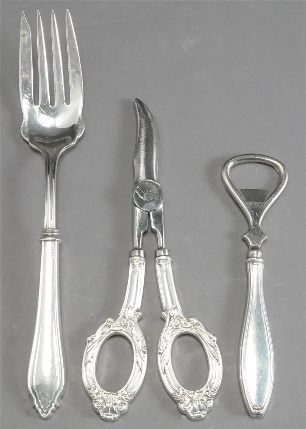 THREE STERLING SILVER HANDLED TABLE