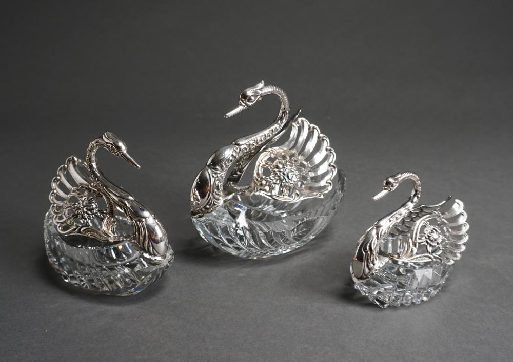 THREE STERLING SILVER MOUNTED GLASS