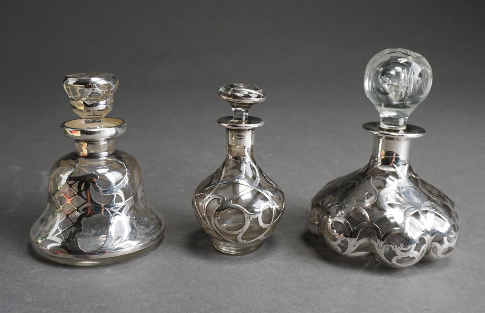 THREE STERLING SILVER OVERLAY GLASS