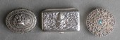 THREE STERLING SILVER PILLBOXE