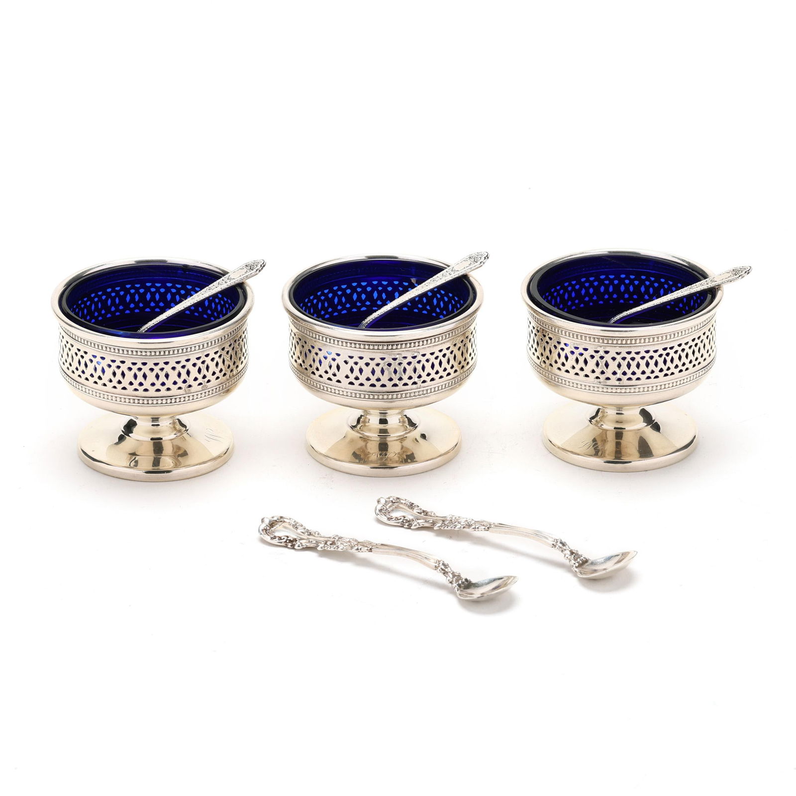 THREE STERLING SILVER SALT