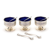 THREE STERLING SILVER SALT CEL