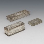 THREE STERLING SILVER STAMP BO